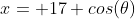 x= 17 cos(\theta)