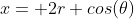 x= 2r cos(\theta)