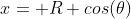 x= R cos(\theta)