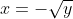 x=-\sqrt{y}
