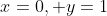 x=0, y=1