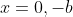 x=0,-b