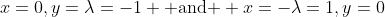 x=0,y=\lambda=-1 \mbox{ and } x=-\lambda=1,y=0