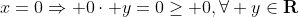 x=0\Rightarrow 0\cdot y=0\geq 0,\forall y\in\mathbf{R}