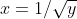 x=1/\sqrt{y}