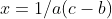 x=1/a(c-b)