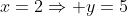 x=2\Rightarrow y=5