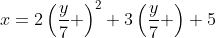 x=2\left(\frac{y}{7} \right)^2+3\left(\frac{y}{7} \right)+5