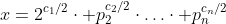 x=2^{c_1/2}\cdot p_2^{c_2/2}\cdot\ldots\cdot p_n^{c_n/2}