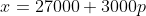 x=27000+3000p