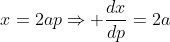 x=2ap\Rightarrow \frac{dx}{dp}=2a