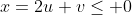 x=2u+v\leq 0