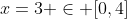 x=3 \in [0,4]