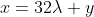 x=32\lambda y