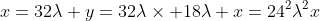 x=32\lambda y=32\lambda\times 18\lambda x=24^2\lambda^2x
