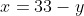 x=33-y