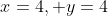 x=4, y=4