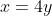 x=4y