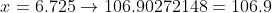 x=6.725\to106.90272148=106.9