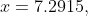 x=7.2915,