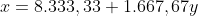 x=8.333,33+1.667,67y
