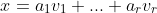 x=a_1v_1+...+a_rv_r