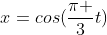 x=cos(\frac{\pi }{3}t)
