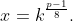 x=k^{\frac{p-1}8}.