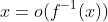 x=o(f^{-1}(x))