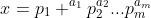 x=p_1 ^{a_1}p_2^{a_2}...p_m^{a_m}