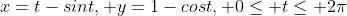 x=t-sint, y=1-cost, 0\leq t\leq 2\pi