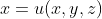 x=u(x,y,z)