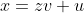 x=zv+u\;\; z\in\mathbb{C}