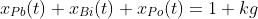 x_{Pb}(t)+x_{Bi}(t)+x_{Po}(t)=1 kg
