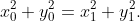 x_0^2+y_0^2=x_1^2+y_1^2.