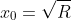 x_0=\sqrt{R}