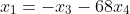 x_1=-x_3-68x_4