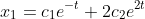 x_1=c_1e^{-t}+2c_2e^{2t}