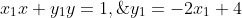 x_1x+y_1y=1,\;\;\;\;for\;\;y_1=-2x_1+4