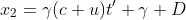 x_2=\gamma(c+u)t'+\gamma D