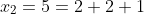 x_2=5=2+2+1