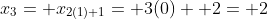 x_3= x_{2(1)+1}= 3(0)+ 2= 2