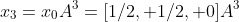 x_3=x_0A^3=[1/2, 1/2, 0]A^3