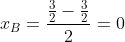 x_B=\frac{\frac{3}{2}-\frac{3}{2}}{2}=0
