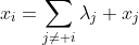 x_i=\sum_{j\neq i}\lambda_j x_j