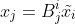 x_j=B^i_j\tilde{x_i}