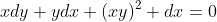xdy+ydx+(xy)^2 dx=0