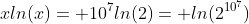 xln(x)= 10^7ln(2)= ln(2^{10^7})