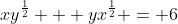 xy^{\frac{1}{2}} + yx^{\frac{1}{2}} = 6