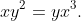 xy^2=yx^3.